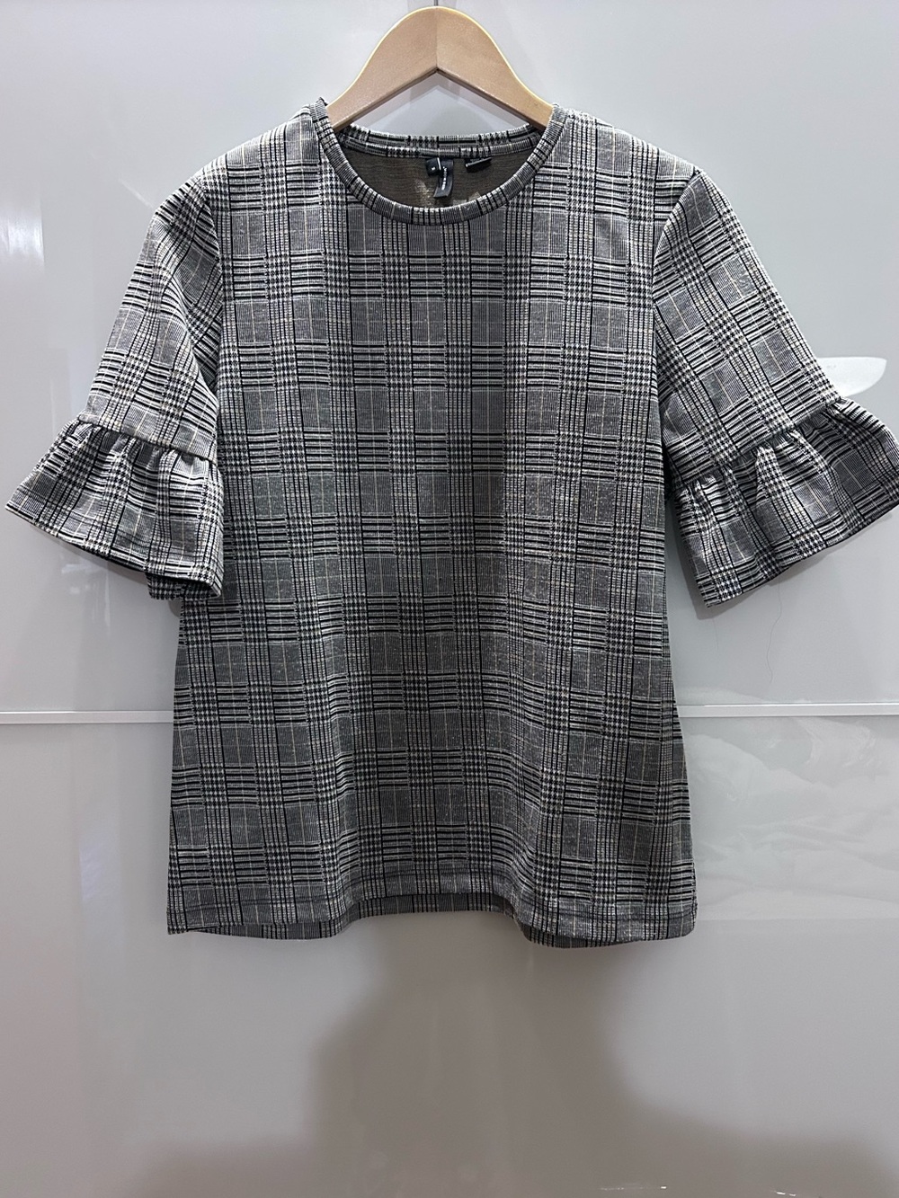 VERO MODA Plaid Ruffle-Sleeve Women’s